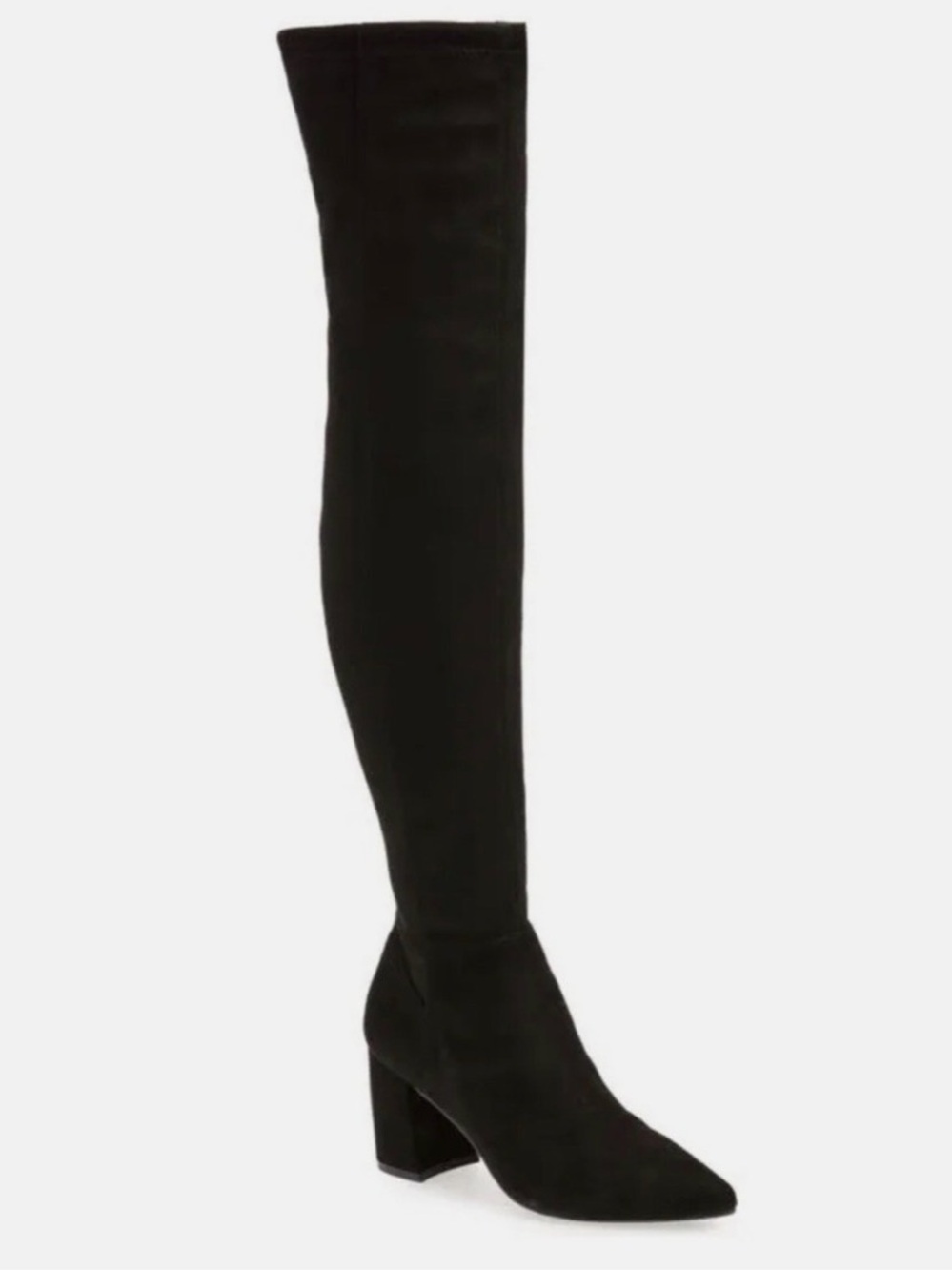 Steve Madden Women’s Black Suede Over-the-Knee Block Heel Boots